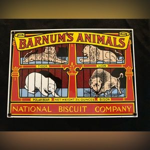 1990 Andy Rooney Barnum’s Animals National Biscuit Company Porcelain Sign